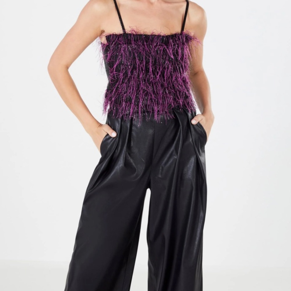 BCBGMAXAZRIA Antonia Faux Feather Crop Top NEW W/Tags